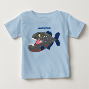 Camiseta Para Bebê Imagem de uma piranha engraçada e famosa