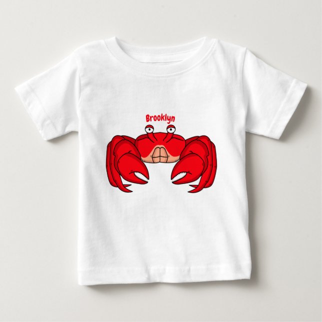 Camiseta Para Bebê Imagem do desenho animado de caranguejo vermelho-b (Frente)