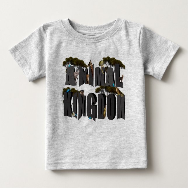Camiseta Para Bebê Imagem Do Reino Animal Com A Natureza Selvagem, (Frente)