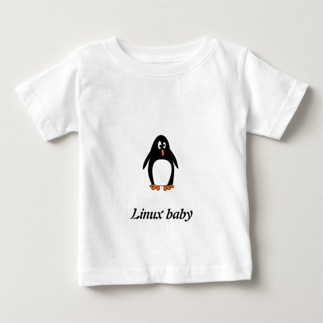 Camiseta Para Bebê Imagem do tux do linux do pinguim (Frente)