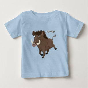 Camiseta Para Bebê Imagem engraçada de desenho animado de javalis