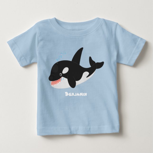 Camiseta Para Bebê Imagem engraçada de desenho animado de orca (Frente)