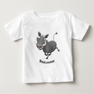 Camiseta Para Bebê Imagem engraçada de desenho animado de porco-branc