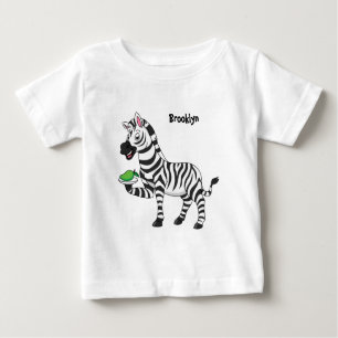 Camiseta Para Bebê Imagem engraçada de desenho animado zebra