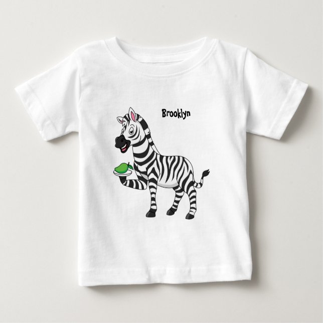Camiseta Para Bebê Imagem engraçada de desenho animado zebra (Frente)