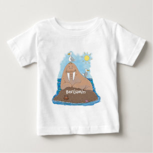 Camiseta Para Bebê Imagem engraçada de desenhos animados de Walrus