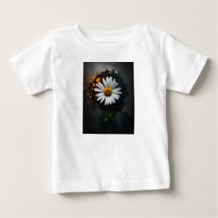 Camiseta Para Bebê Imagem estilizada de uma margarida florescente, su