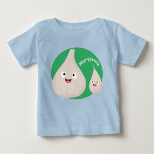 Camiseta Para Bebê Imagem vegetal do desenho animado de alho cúprico