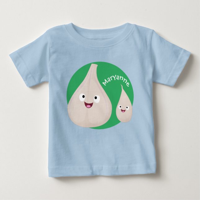 Camiseta Para Bebê Imagem vegetal do desenho animado de alho cúprico (Frente)