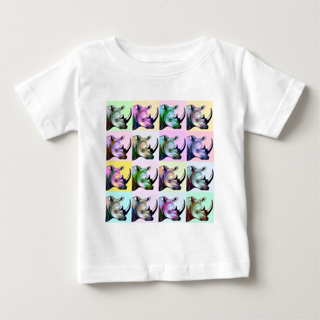 Camiseta Para Bebê Impacto do pop art dos Rhinos (Frente)