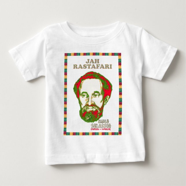 Camiseta Para Bebê Imperador do guerreiro de Jah Rastafari Haile (Frente)