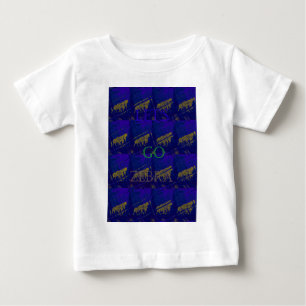 Camiseta Para Bebê Impressão Abstrato "Vamos Ir Zebra" azul francês