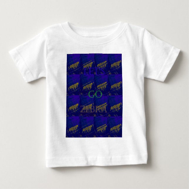 Camiseta Para Bebê Impressão Abstrato "Vamos Ir Zebra" azul francês (Frente)