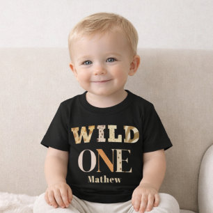 Camiseta Para Bebê Impressão Animal Moderna Um Primeiro Aniversário S