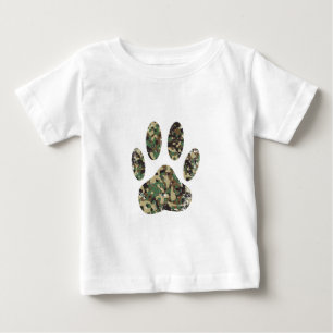 Camiseta Para Bebê Impressão da Camo Dog Paw