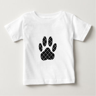 Camiseta Para Bebê Impressão Da Pata De Cão Preta E Branca