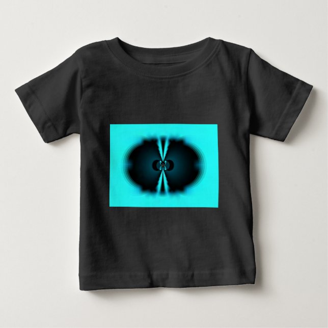 Camiseta Para Bebê Impressão de Abstrato de ciano e preto (Frente)