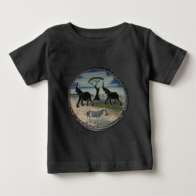 Camiseta Para Bebê Impressão de Arte de Elefante Africano (Frente)