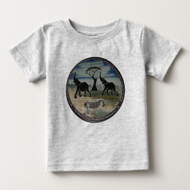 Camiseta Para Bebê Impressão de Arte de Elefante Africano (Frente)
