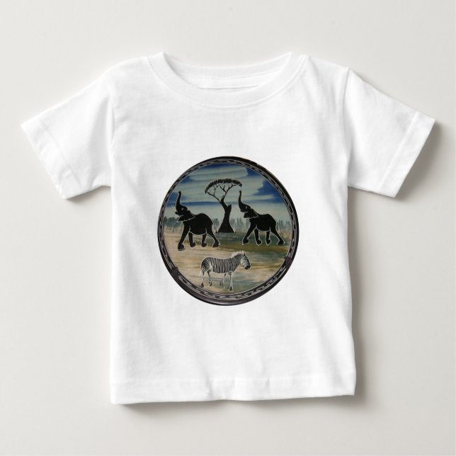 Camiseta Para Bebê Impressão de Arte de Elefante Africano (Frente)