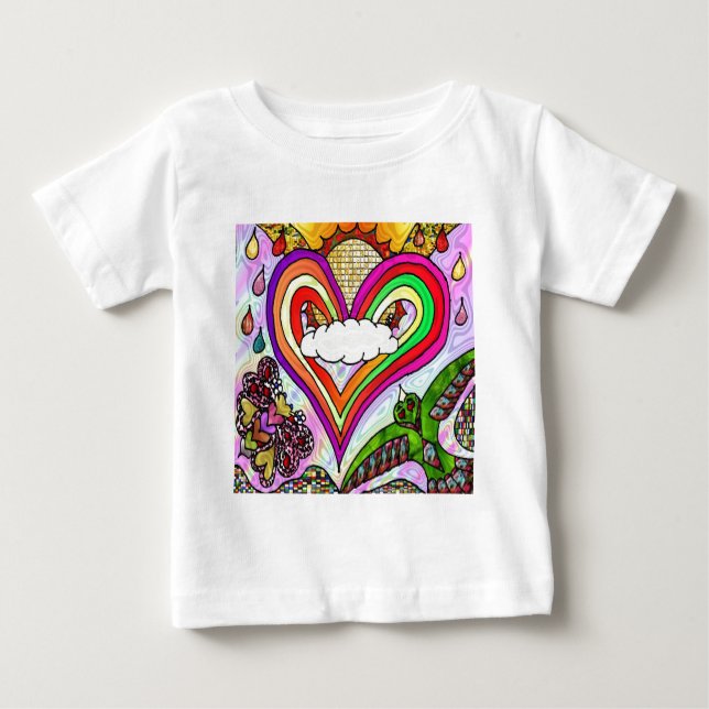 Camiseta Para Bebê Impressão de Arte do Arco Arco-Íris Psicodélico (Frente)