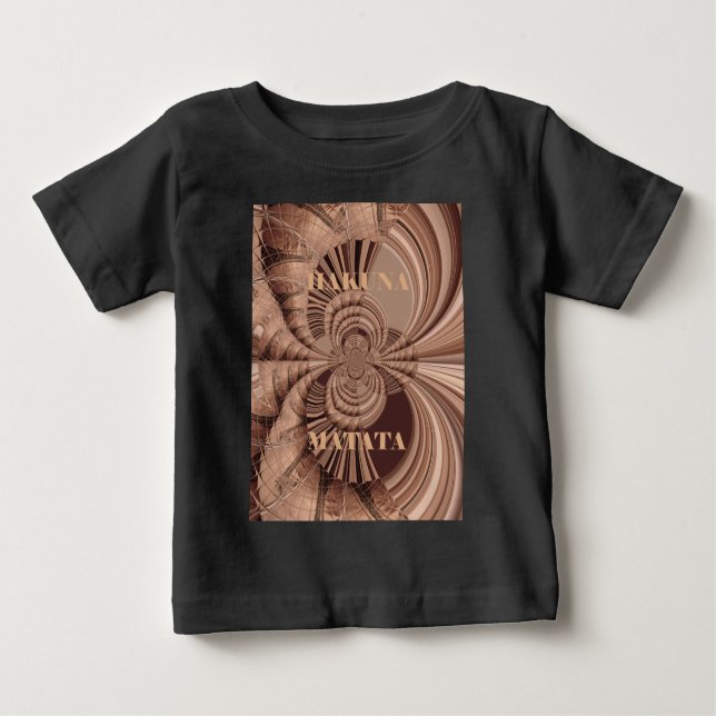 Camiseta Para Bebê Impressão de Arte Fractal de Hakuna Matata African (Frente)