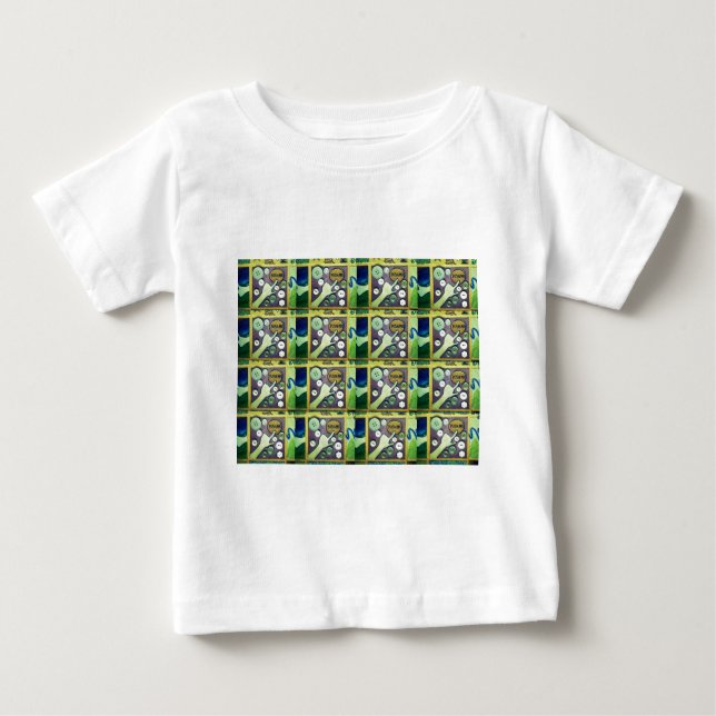 Camiseta Para Bebê Impressão de Arte Mosaica Divertida Contemporânea  (Frente)