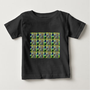 Camiseta Para Bebê Impressão de Arte Mosaica Divertida Contemporânea 