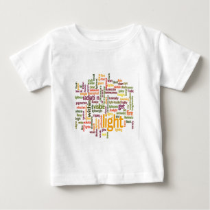 Camiseta Para Bebê Impressão de Arte na Nuvem de Palavra Leve