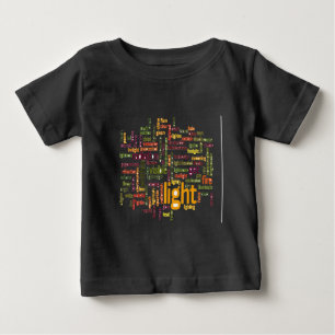 Camiseta Para Bebê Impressão de Arte na Nuvem de Palavra Leve