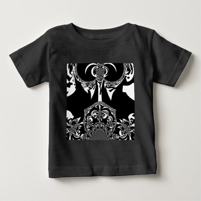 Camiseta Para Bebê Impressão de Arte Negra e Branca Africano (Frente)