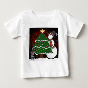 Camiseta Para Bebê Impressão de Arte Surpresa de Boneco de Neve de Ár