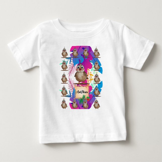 Camiseta Para Bebê Impressão de cor quail (Frente)