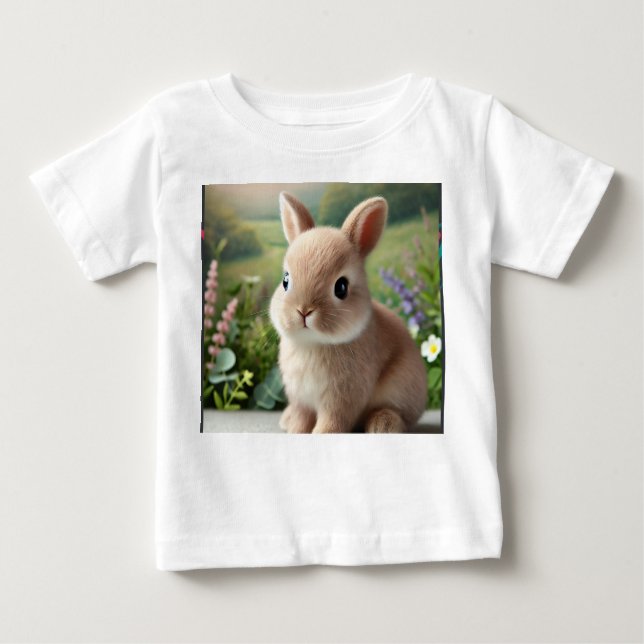 Camiseta Para Bebê Impressão de imagem de coelho em T-Shirt (Frente)
