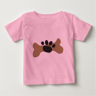 Camiseta Para Bebê Impressão de Osso Cão e Pata