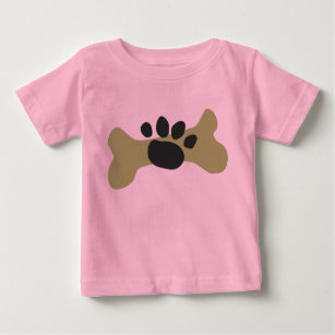 Camiseta Para Bebê Impressão de Osso Cão e Pata