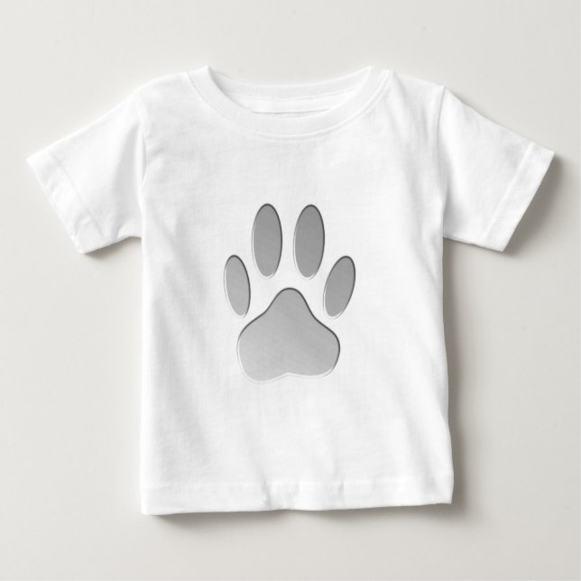 Camiseta Para Bebê Impressão de Pata de Cachorro com Aspecto Metálico (Frente)