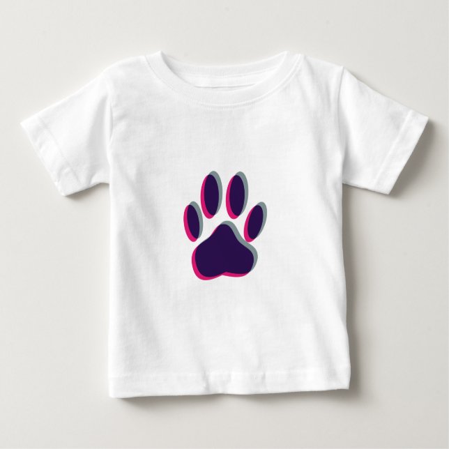 Camiseta Para Bebê Impressão de Pata de Cachorro Focada (Frente)