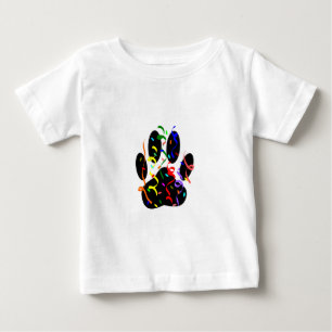 Camiseta Para Bebê Impressão De Pata De Cão Com Confetti E Streamer