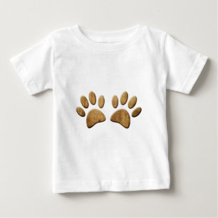 Camiseta Para Bebê Impressão de Pata de Cão de Madeira