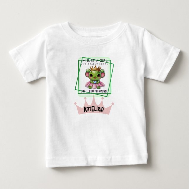 Camiseta Para Bebê Impressão de Princesa de Sapo Kawaii Fofa (Frente)