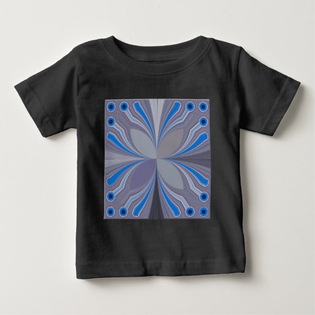 Camiseta Para Bebê Impressão de Textura de Bolinhas de Cinza Azul (Frente)