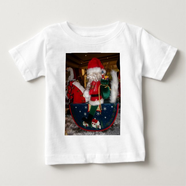 Camiseta Para Bebê Impressão/Design de Natal do Papai Noel decorado (Frente)