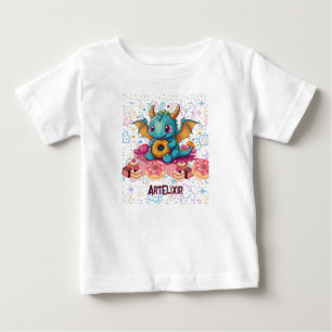 Camiseta Para Bebê Impressão do dragão de dente doce