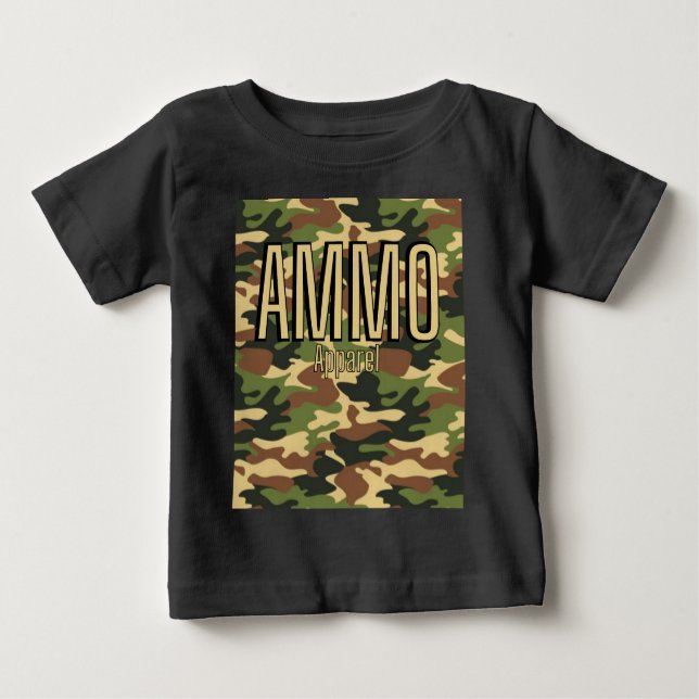 Camiseta Para Bebê IMPRESSÃO do Exército Roupa Clássico AMMO (Frente)