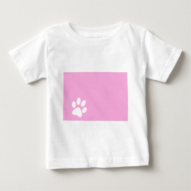 Camiseta Para Bebê impressão em pata rosa de animais de companhia (Frente)