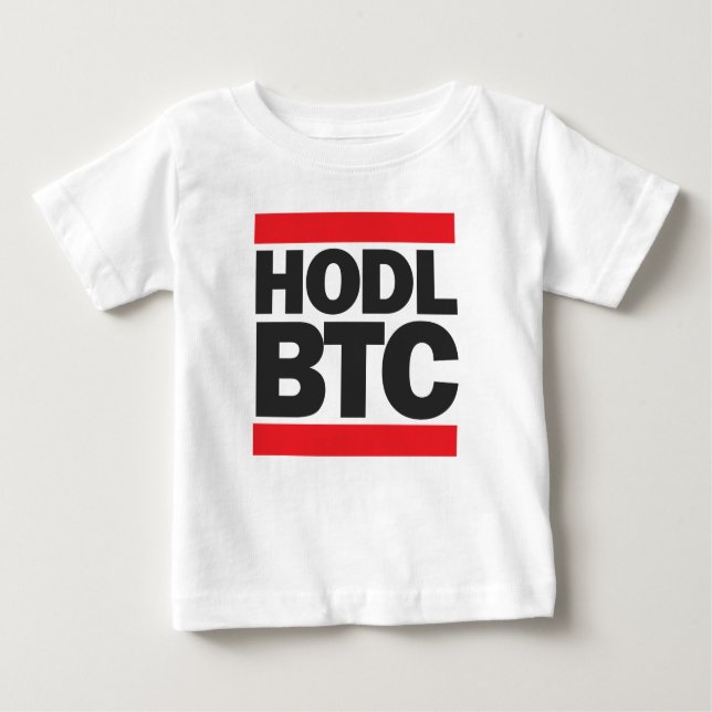 Camiseta Para Bebê Impressão engraçado de HODL BTC Bitcoin (Frente)