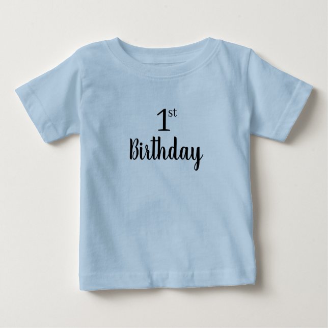 Camiseta Para Bebê Impressão Minimalista - Primeiro Aniversário (Frente)