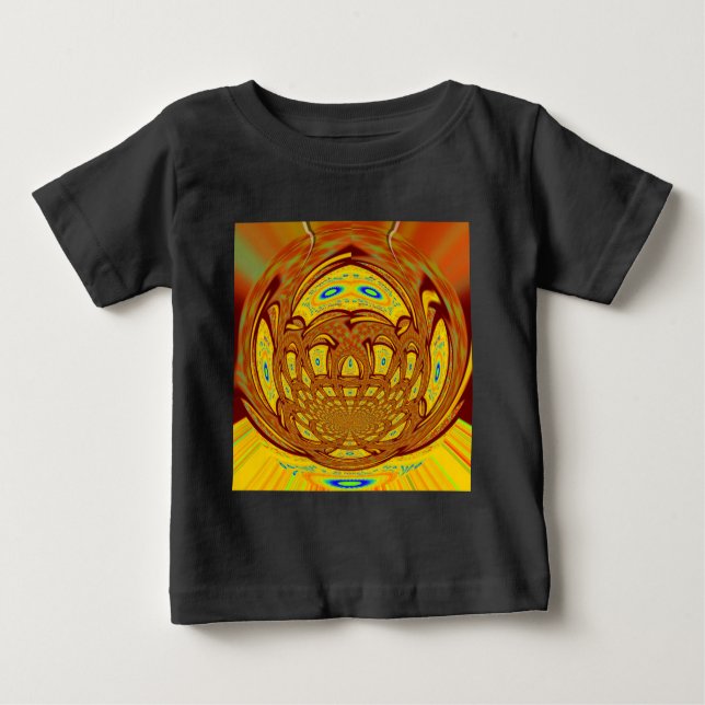 Camiseta Para Bebê Impressão ouro Amarelo De Luvas De Beisebol (Frente)