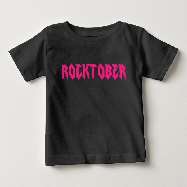 Camiseta Para Bebê Impressão Rosa Rock (Frente)
